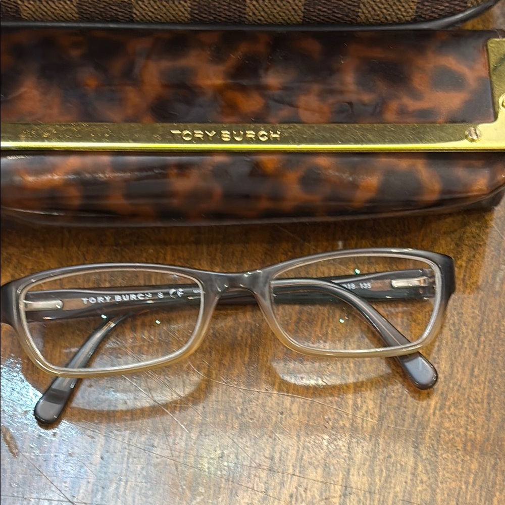 Tory Burch Black and Brown Rectangular Glasses